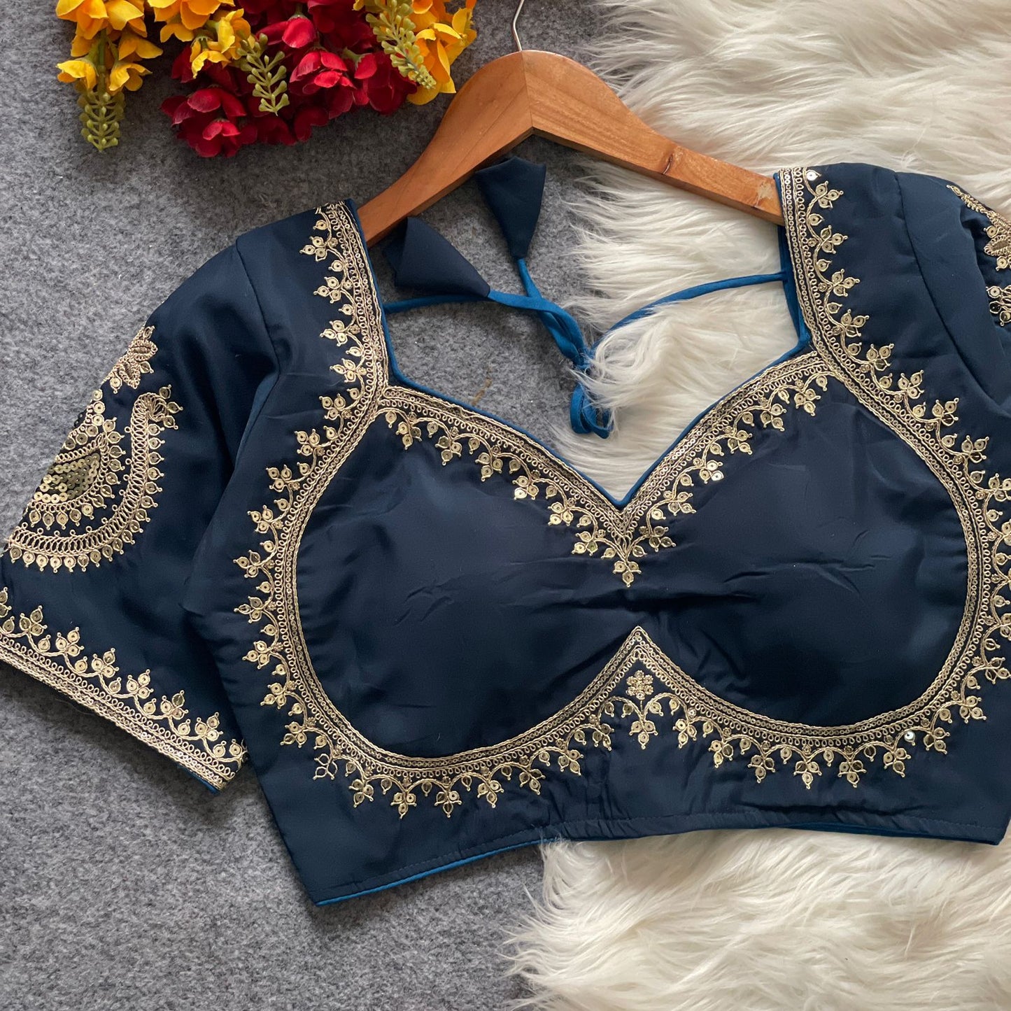 Heavy pure roman silk ready made blouse