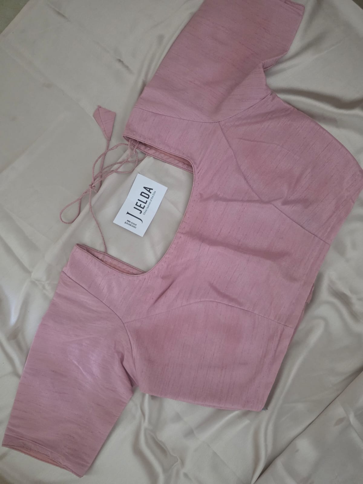 Pure dupion silk Pink Elbow Sleeves Custommade blouse