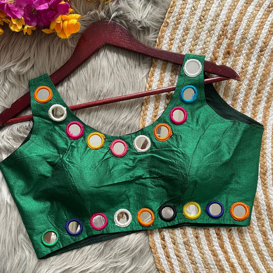 Heavy Real Mirror Work ready made blouse