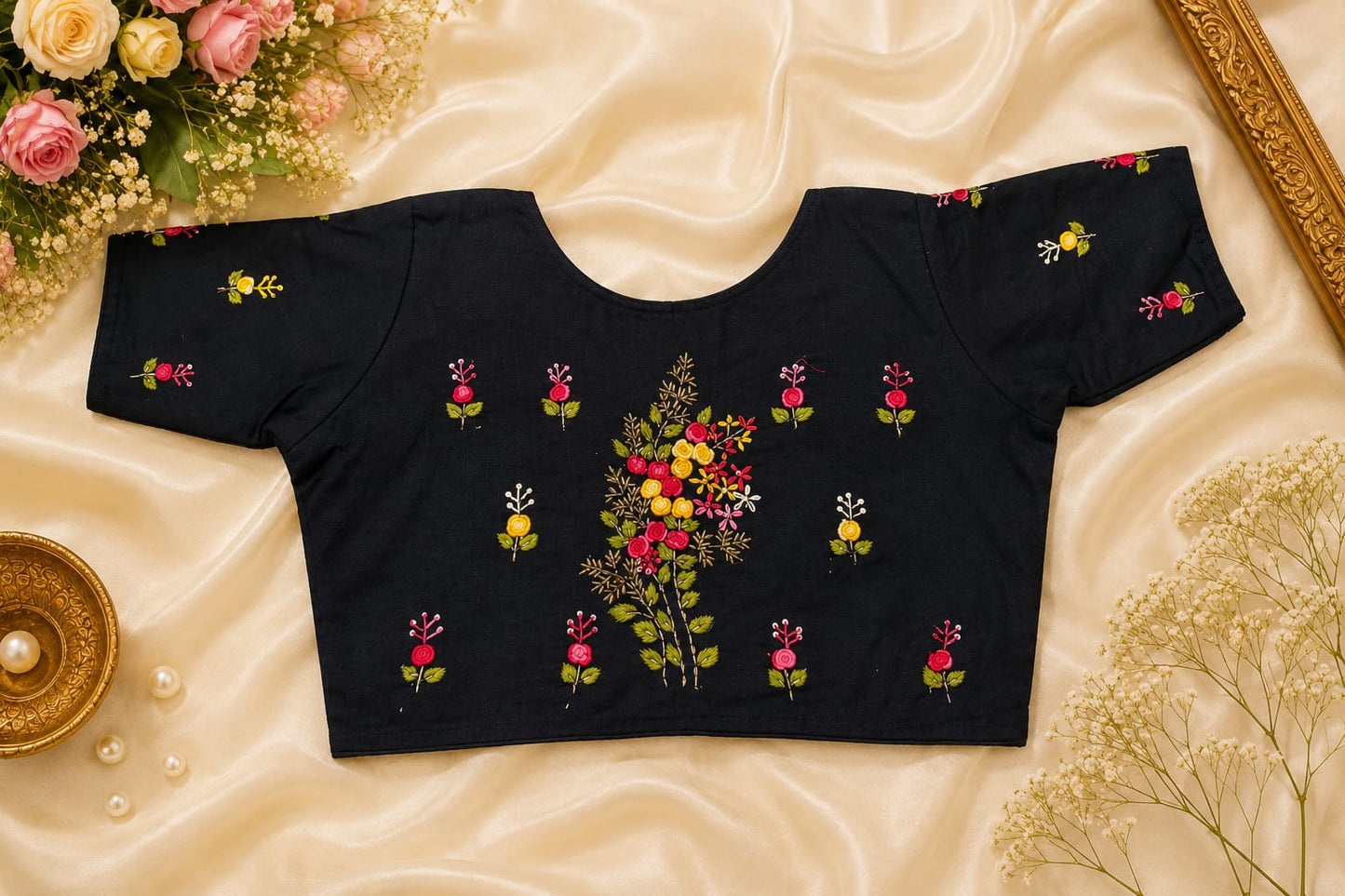 Cotton kundan ready made blouse