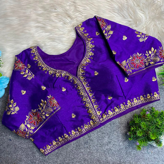 Heavy Embroidery Work ready made blouse