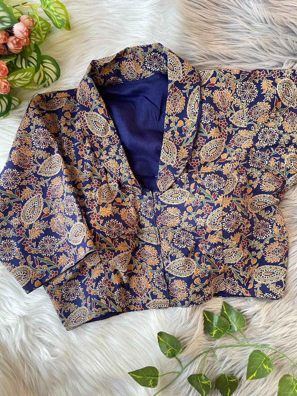 Pure cotton ajrakh ready made blouse