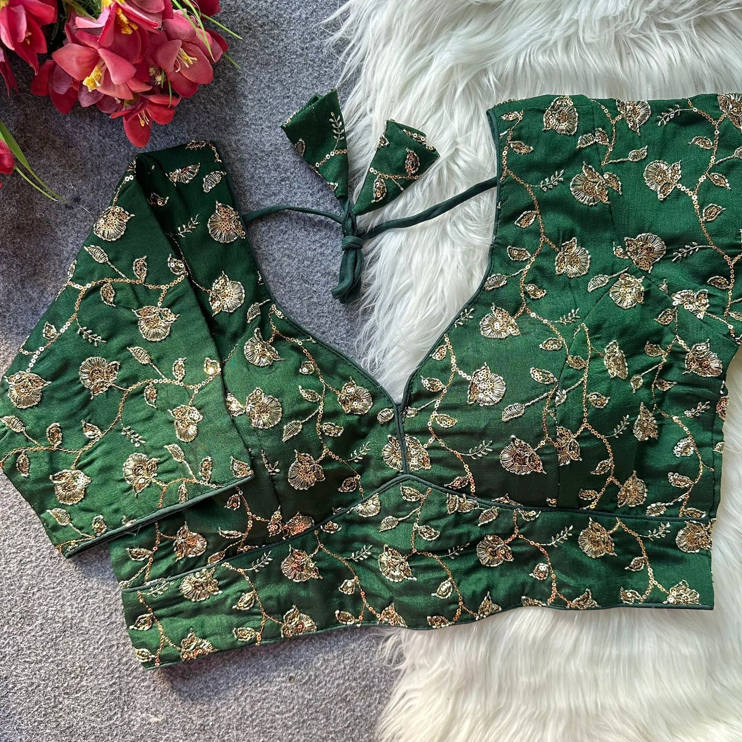 Pure soft vichitra silk ready made blouse
