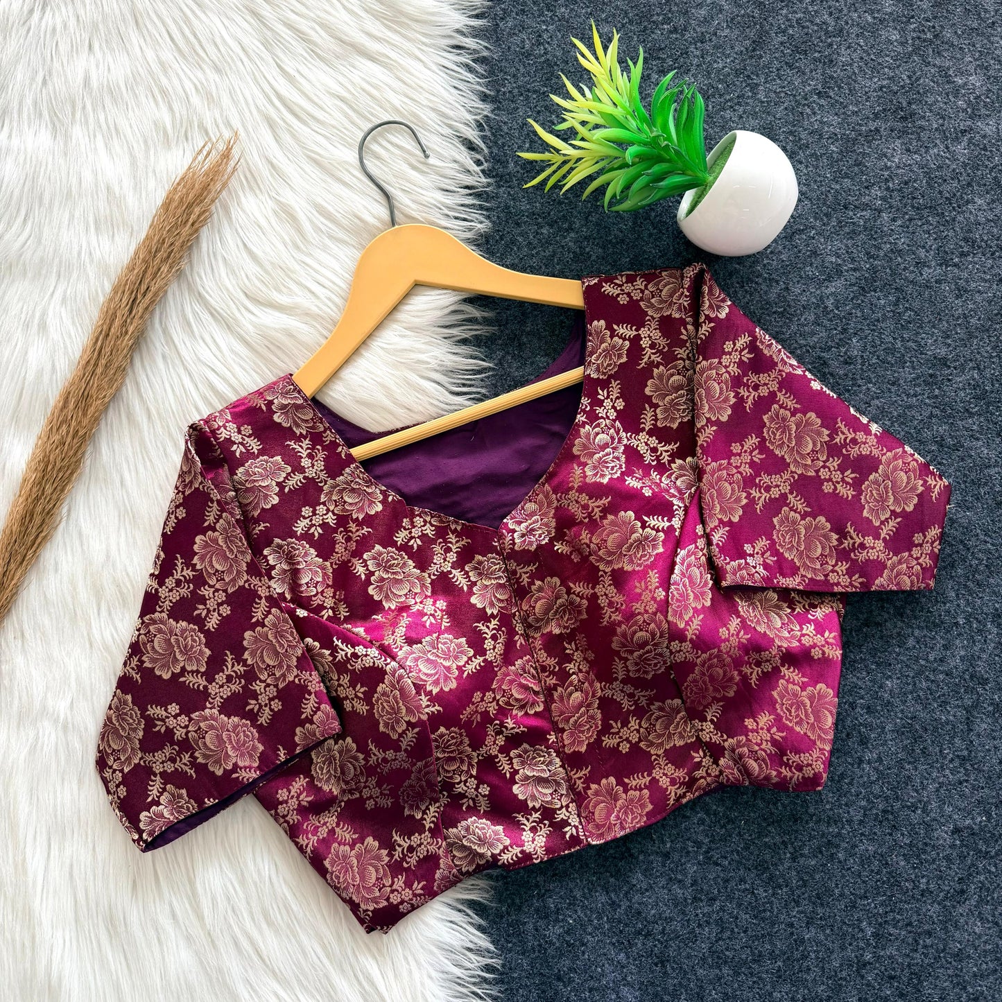 A beauty of weaving work all over ready made blouse