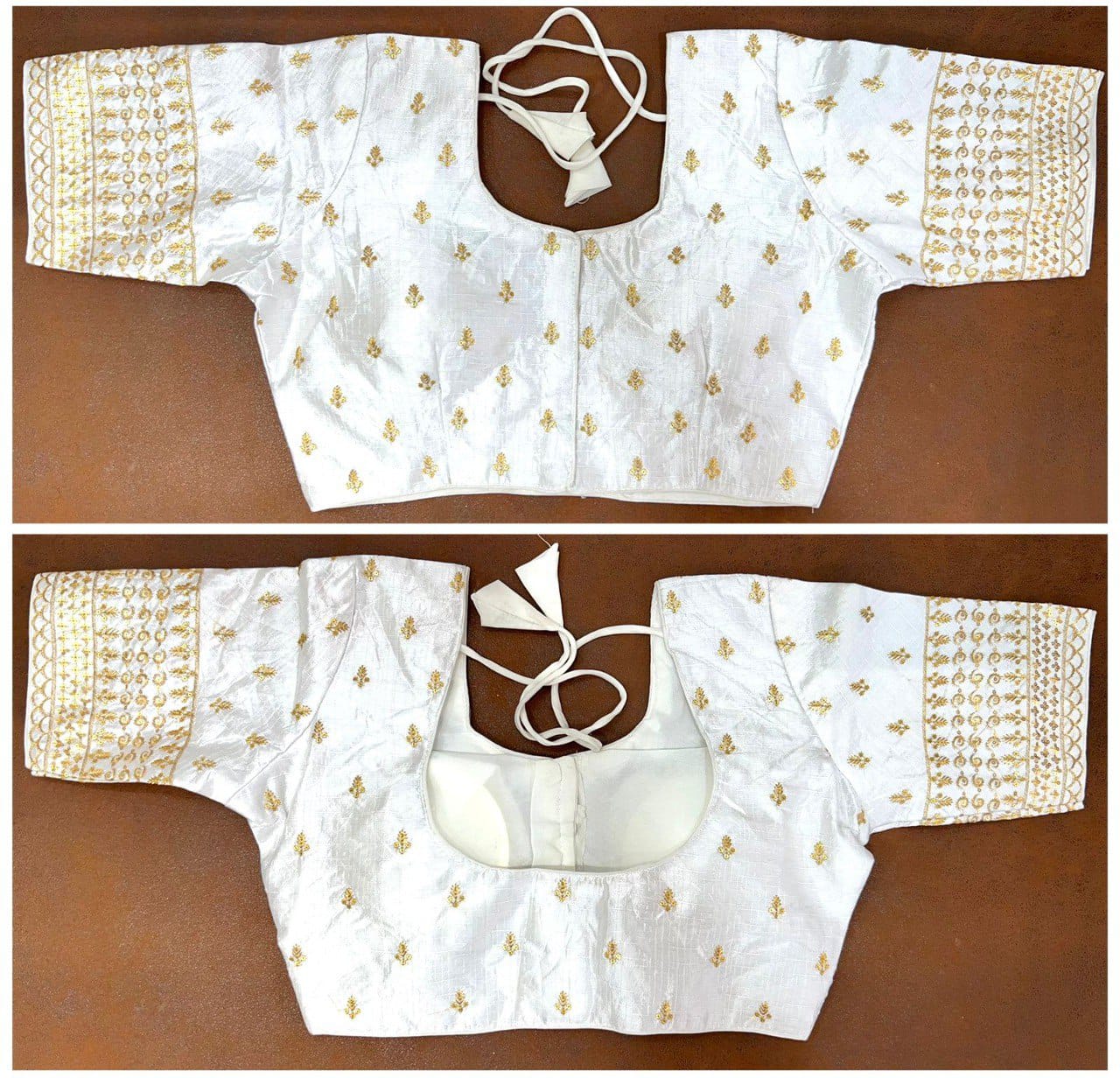 Heavy Silk fabric sequins work, thread and zari work ready made blouse