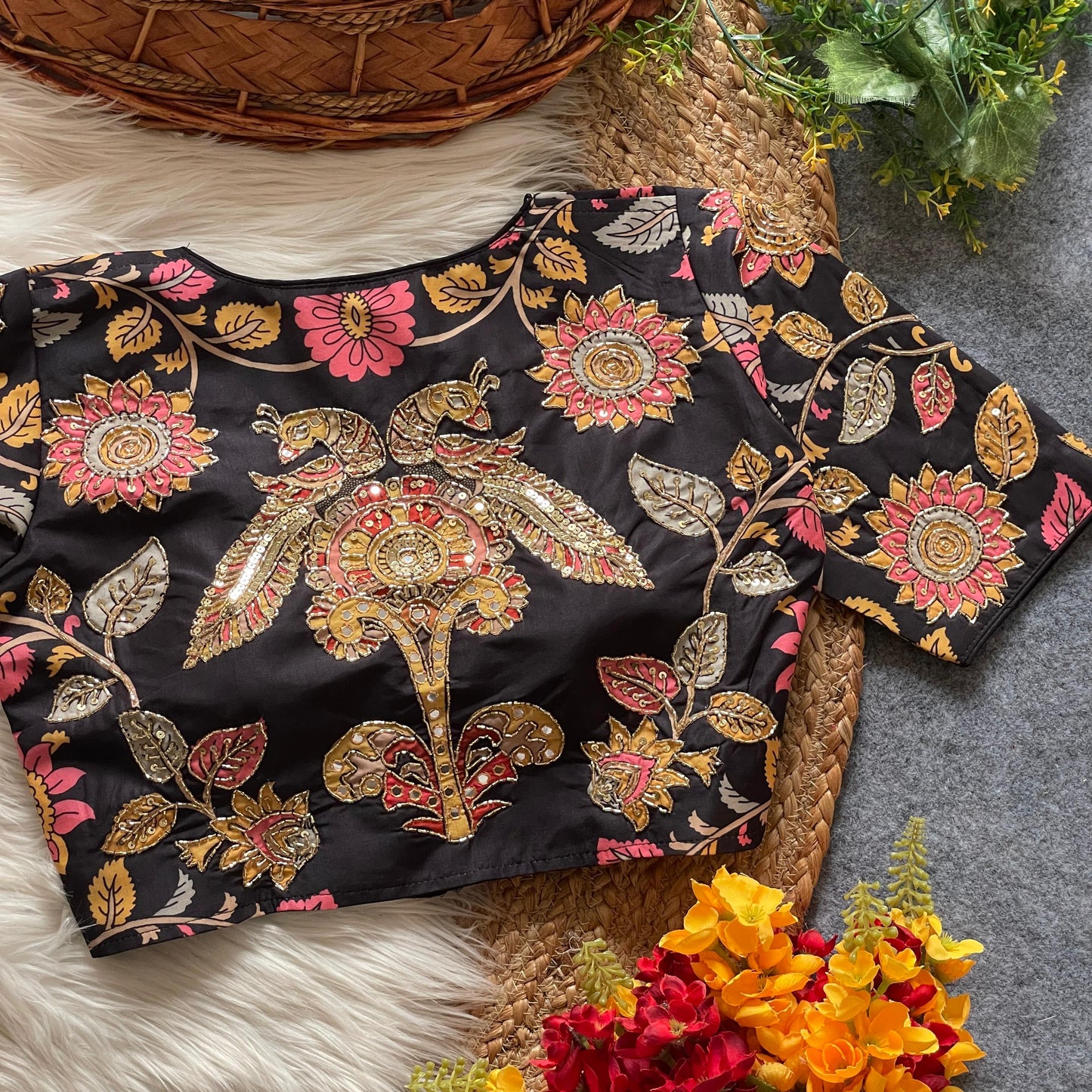 Pure cotton print silk ready made blouse