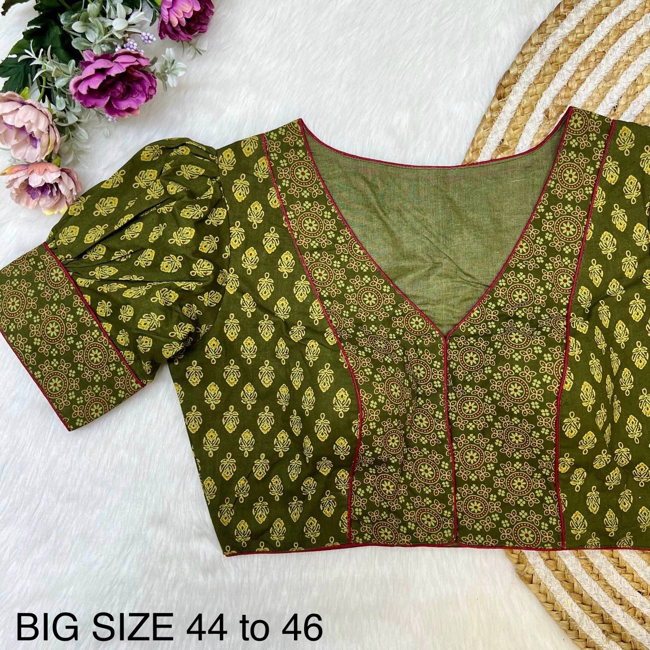 Original ajrakh print cotton ready made blouse