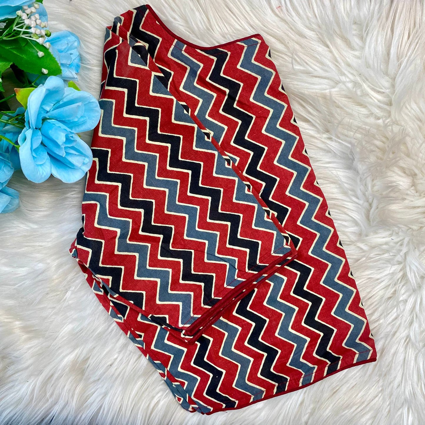 Pure ajrakh cotton ready made blouse