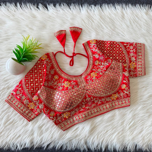 A beautiful  work with  sequence all over ready made blouse