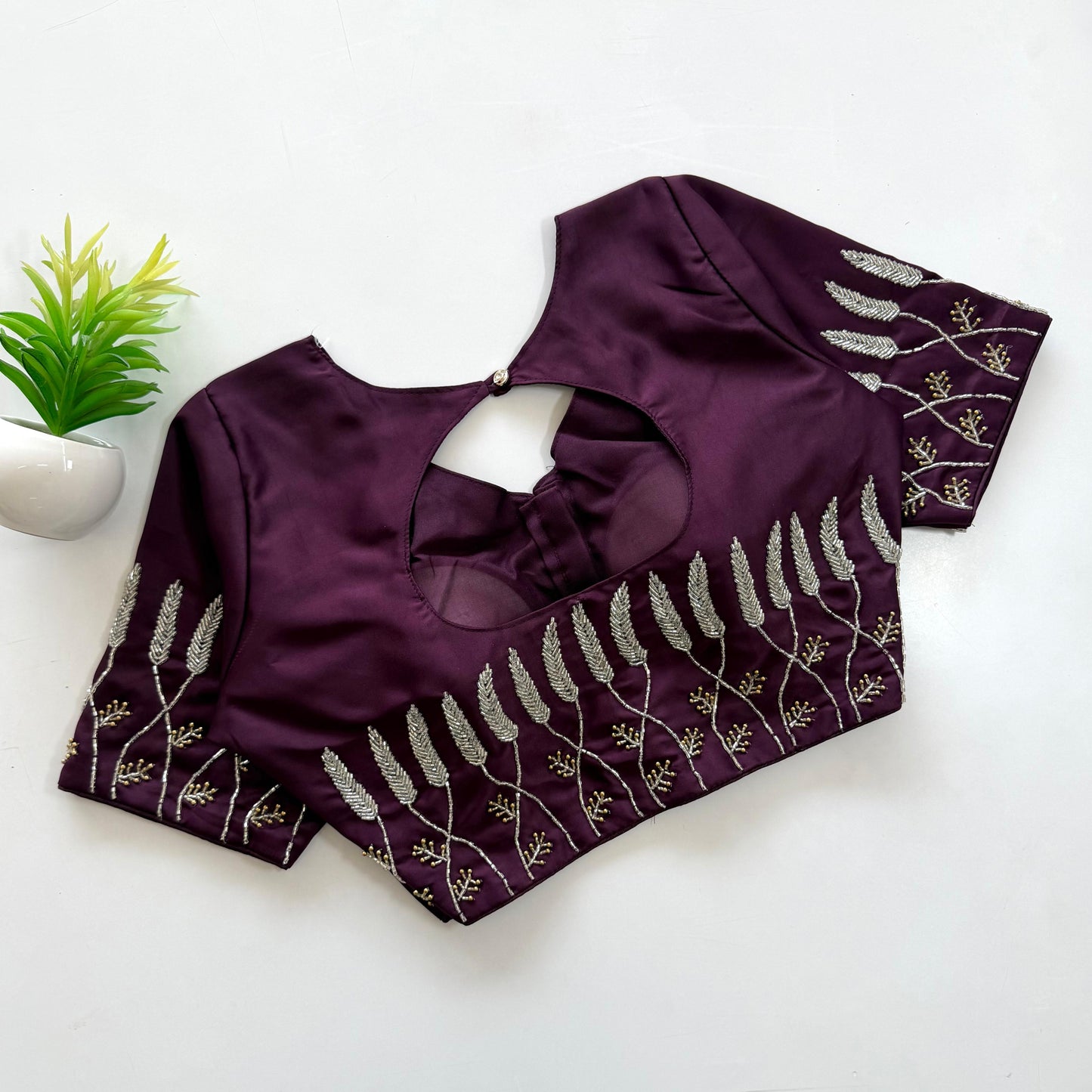 Beautiful handwork with pearl and kardana touch up all over ready made blouse