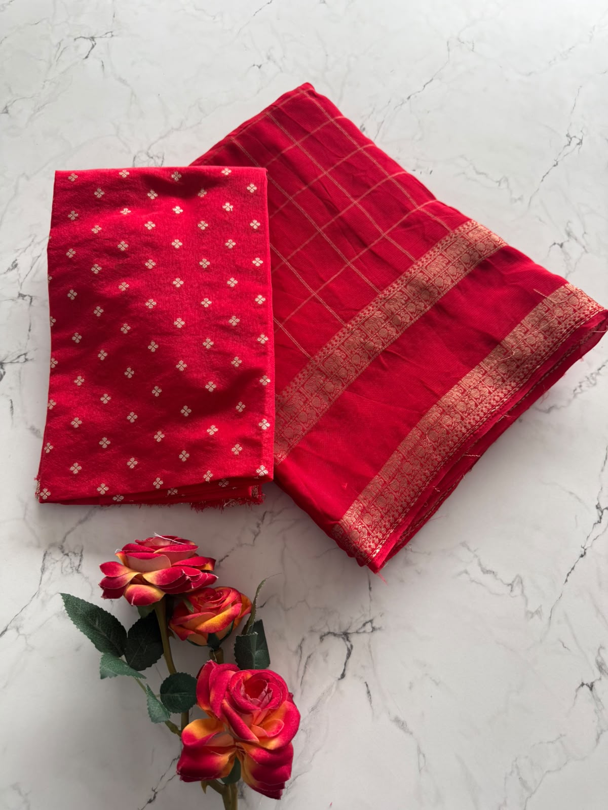 Premium pure Viscous Georgette Weaving Check Design With Tussles saree