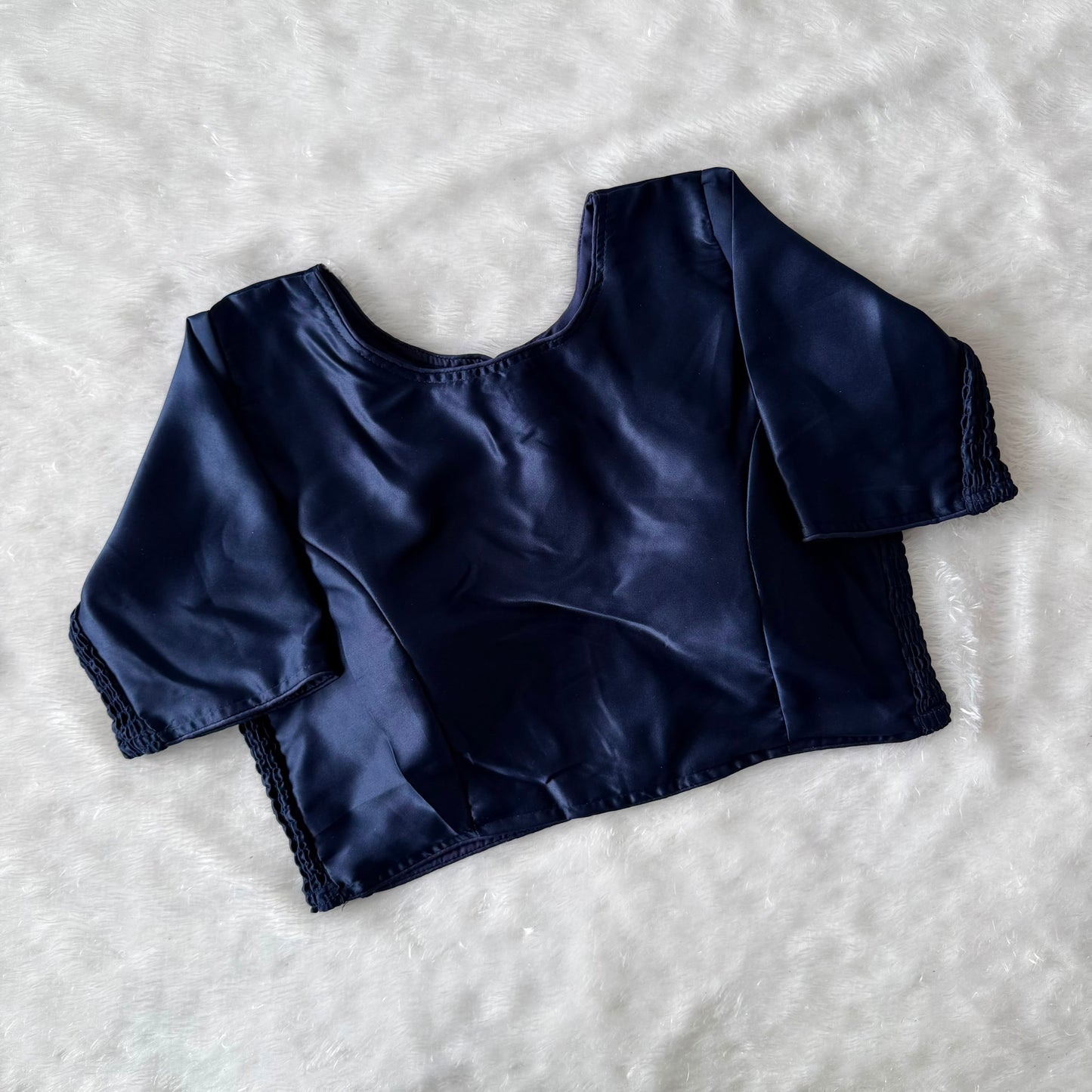 Soft silk fabric with elastic attach for better fitting ready made blouse