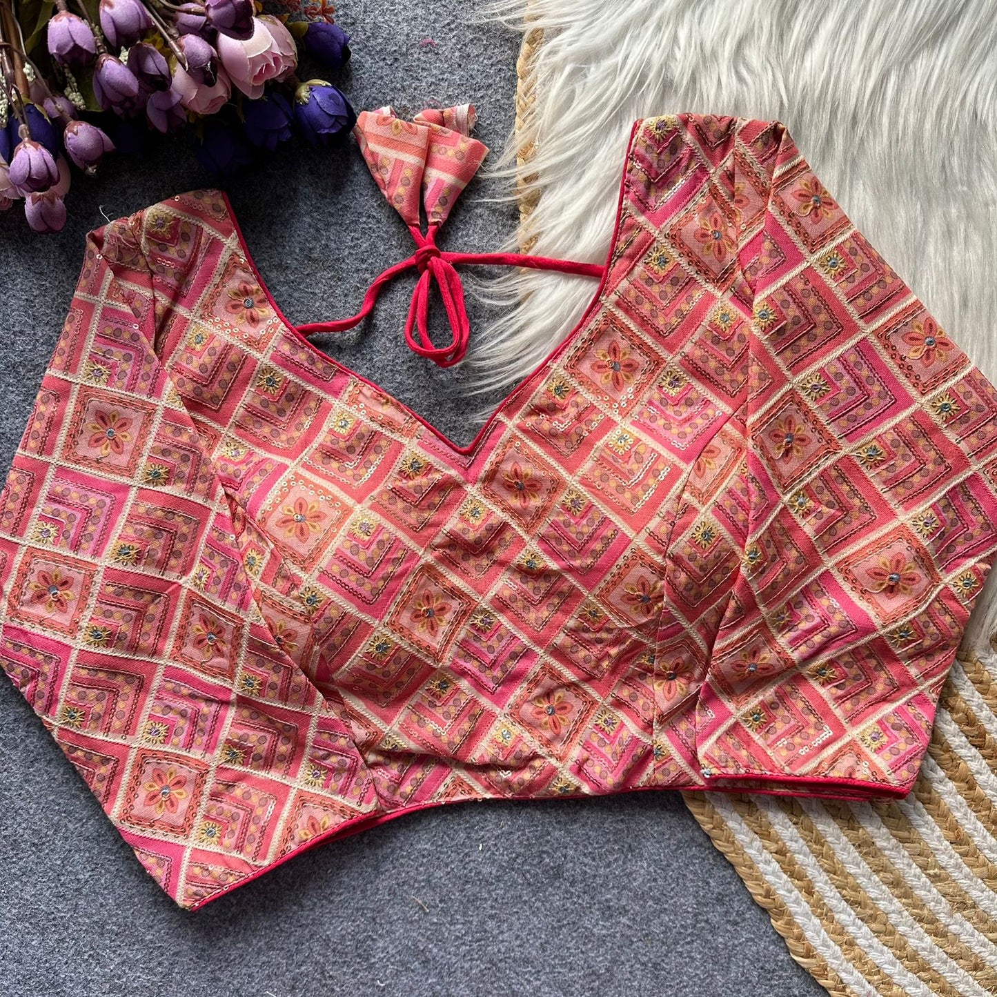Pure cotton full sleeve ready made blouse