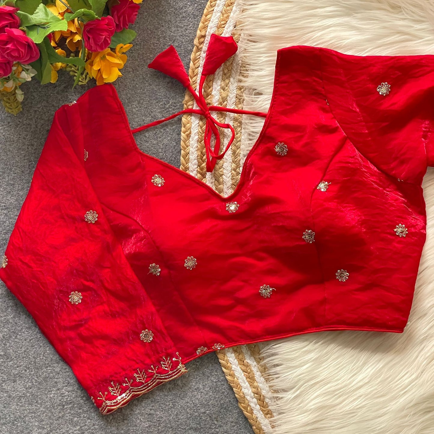Heavy Handwork + Sequins & Codding Thread Work Ready Made Blouse