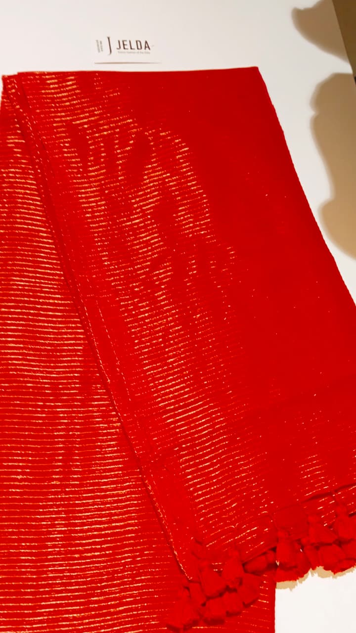 Handloom Tissue Mul Series: Metallic Stripes & Handcrafted Tassels