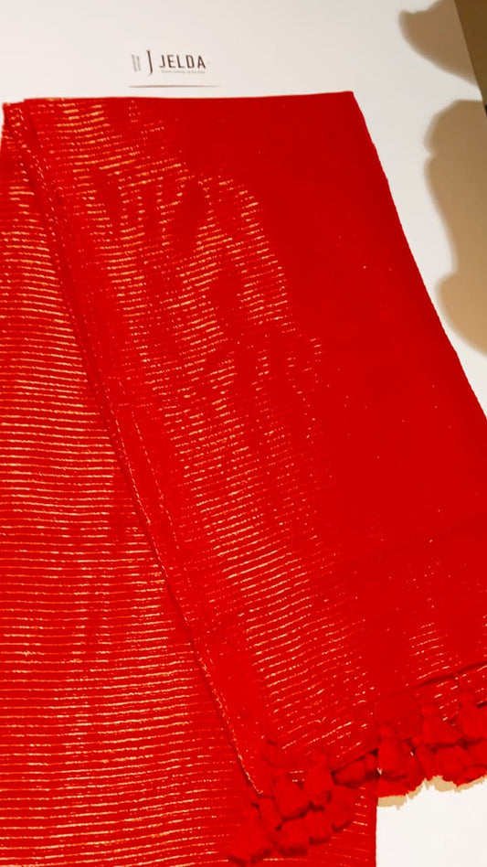 Handloom Tissue Mul Series: Metallic Stripes & Handcrafted Tassels