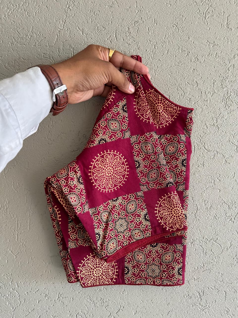 Pure Ajrakh Cotton ready made blouse