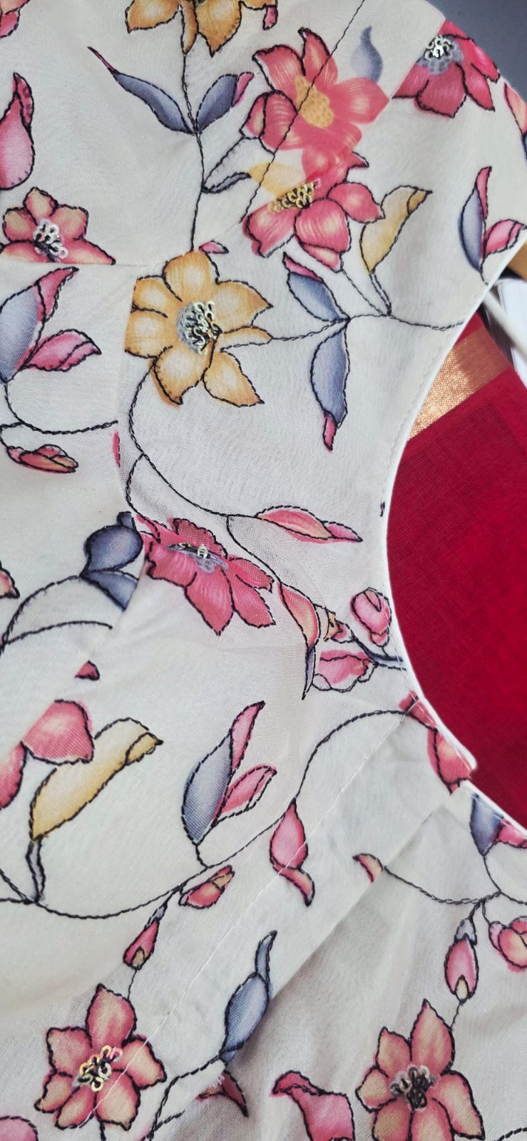 Floral Embroidered Organza Ready Made Blouse
