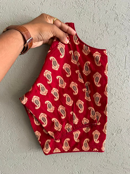 Pure Ajrakh Cotton ready made blouse