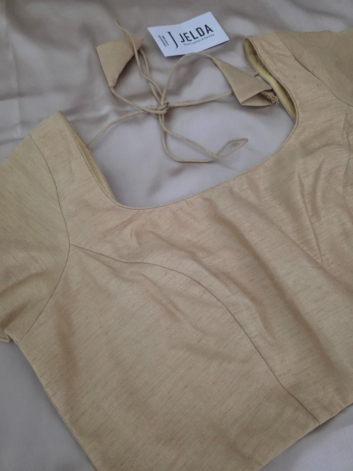 Pure dupion silk Cream half sleeve custommade blouse