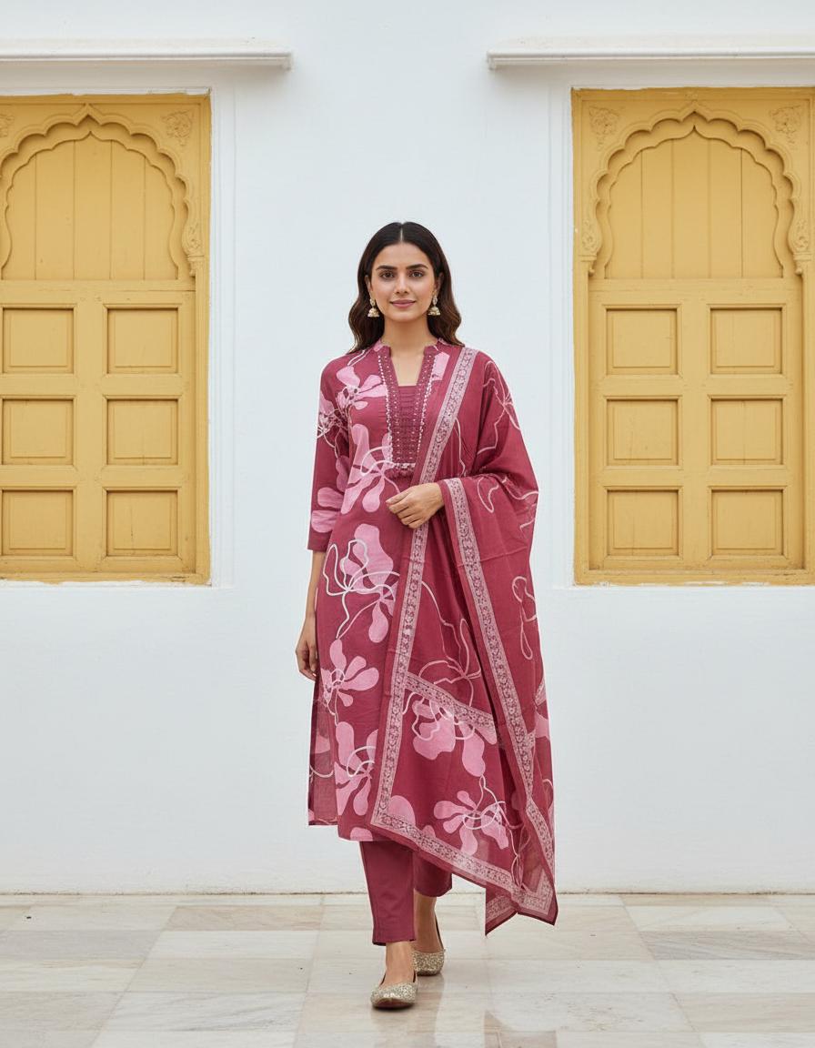 Cotton printed work salwar suit