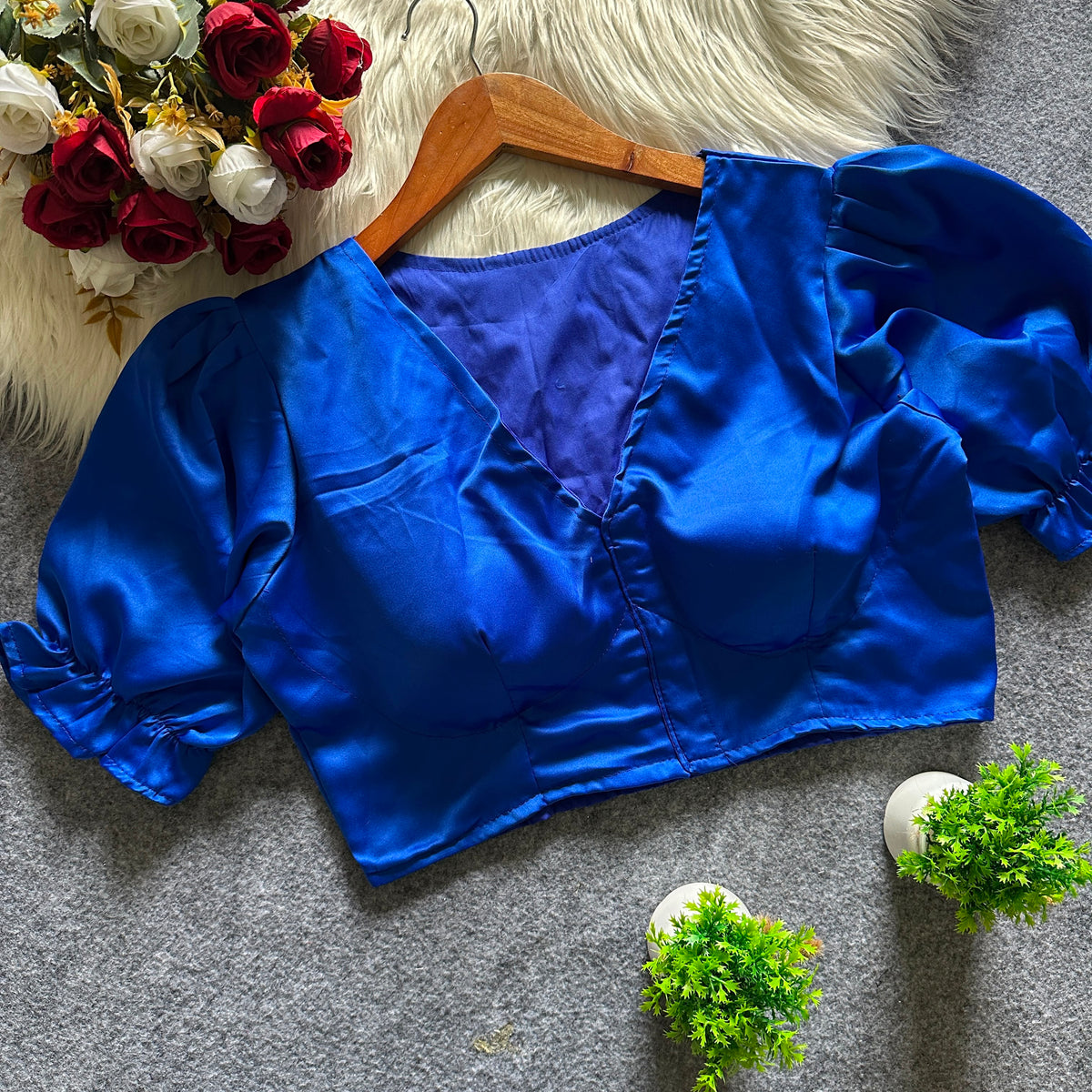 Pure malai satin ready made blouse
