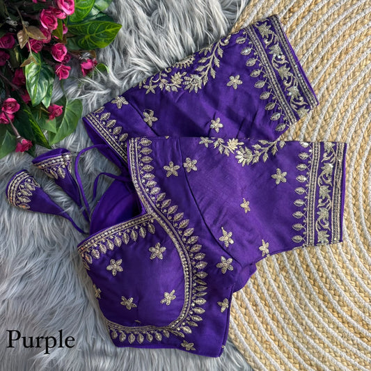 Heavy zari sequins work ready made blouse