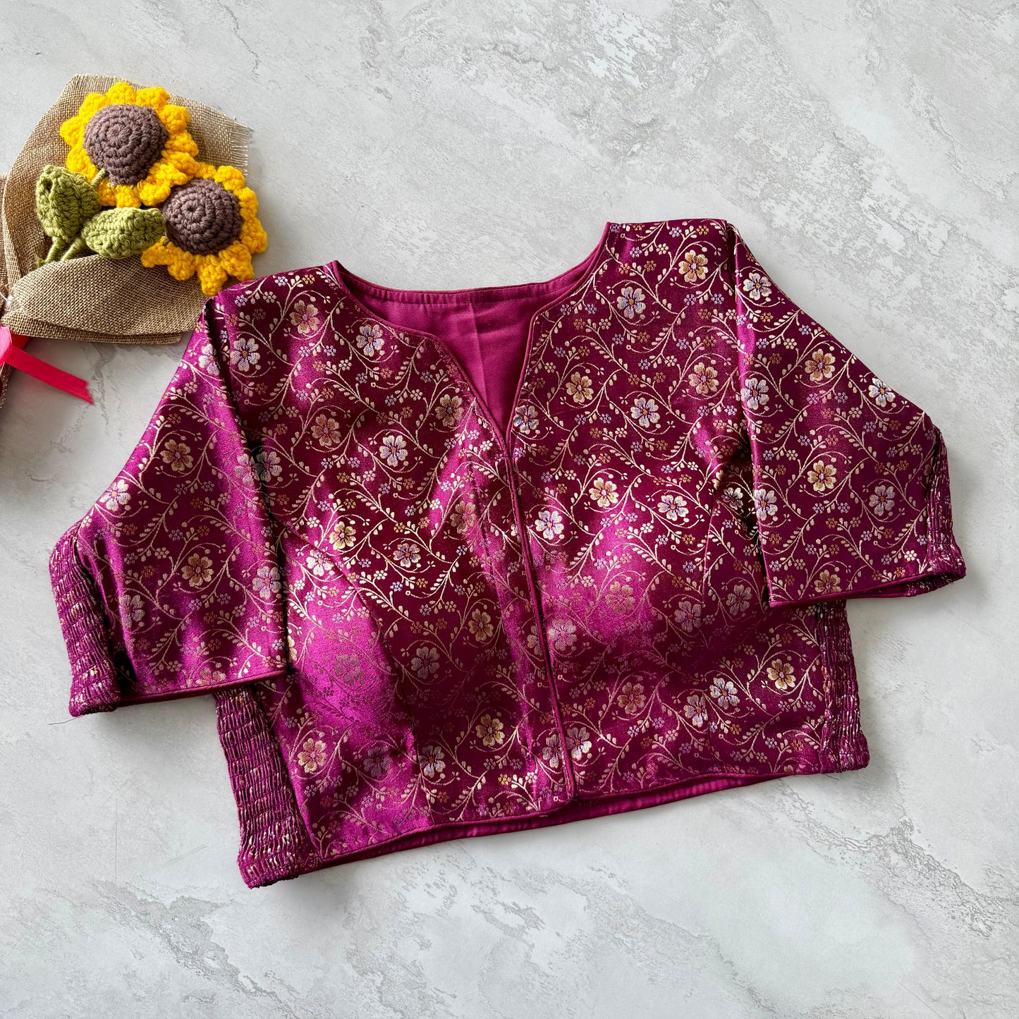 A beauty of weaving work all over ready made blouse