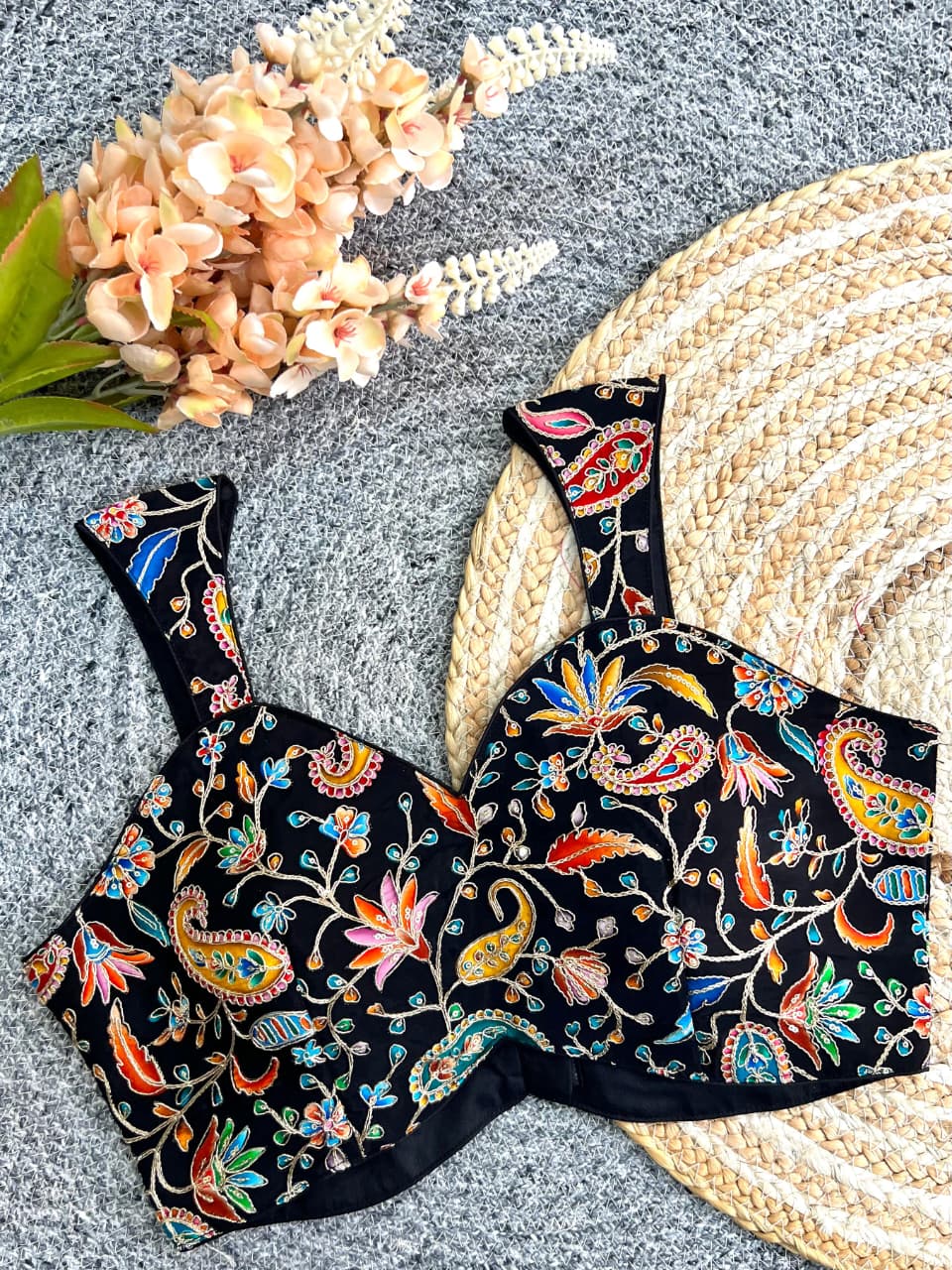 Pure crape sleeveless ready made blouse