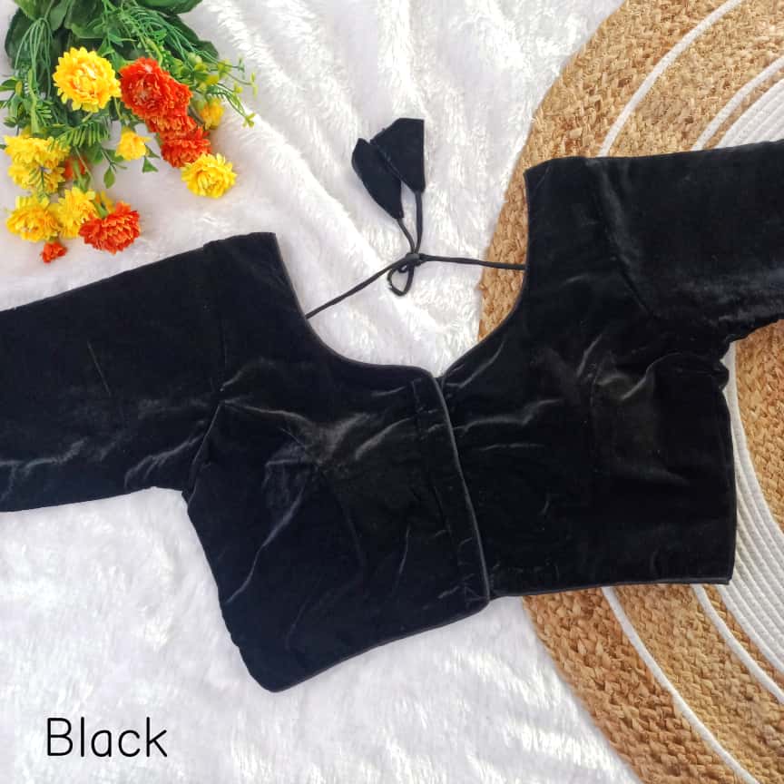 EXCLUSIVE ORIGINAL 9000 VELVET PARTYWEAR PAN NECK FANCY READY MADE BLOUSE