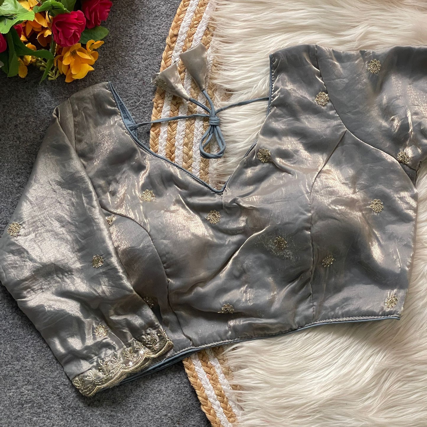 Heavy Handwork + Sequins & Codding Thread Work Ready Made Blouse
