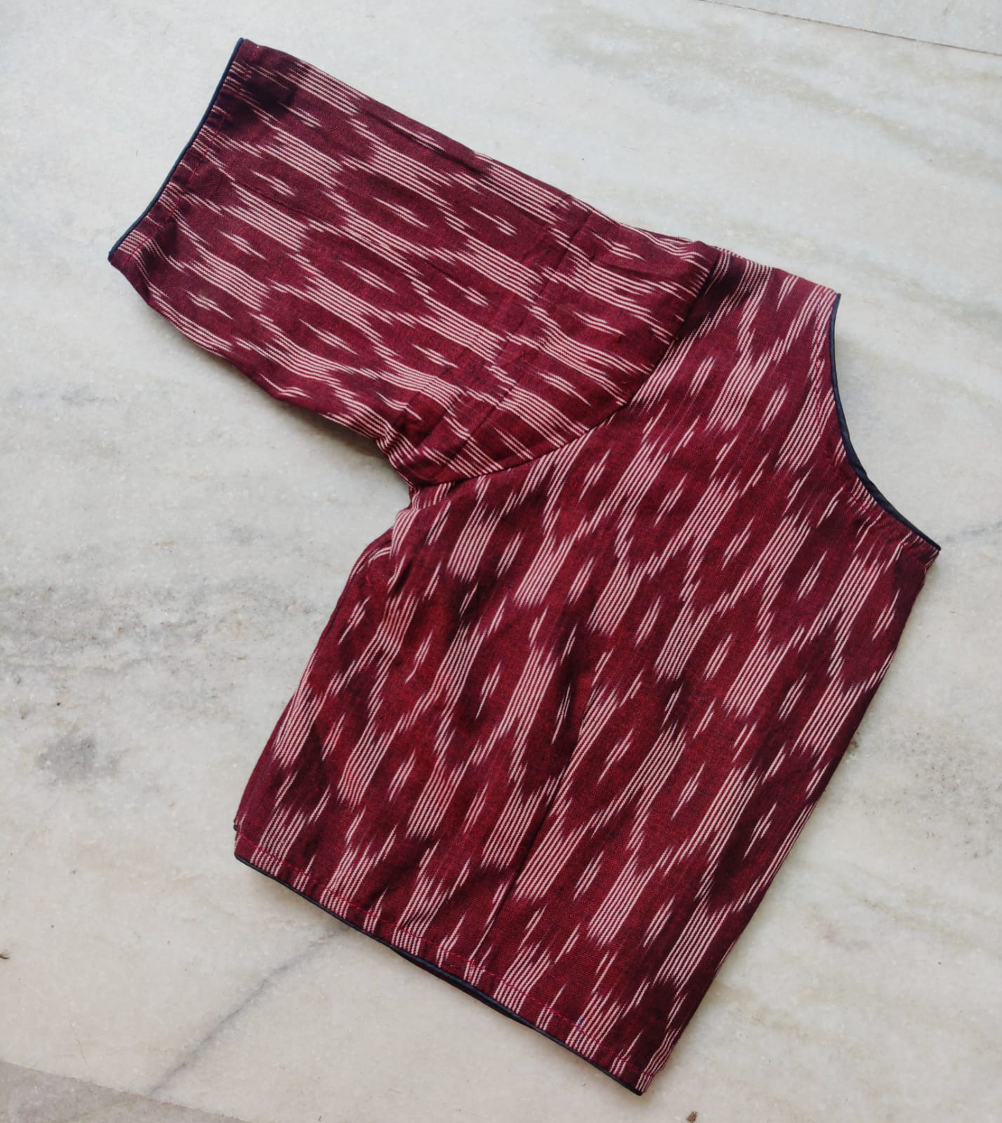 Ikkat boatneck ready made blouse