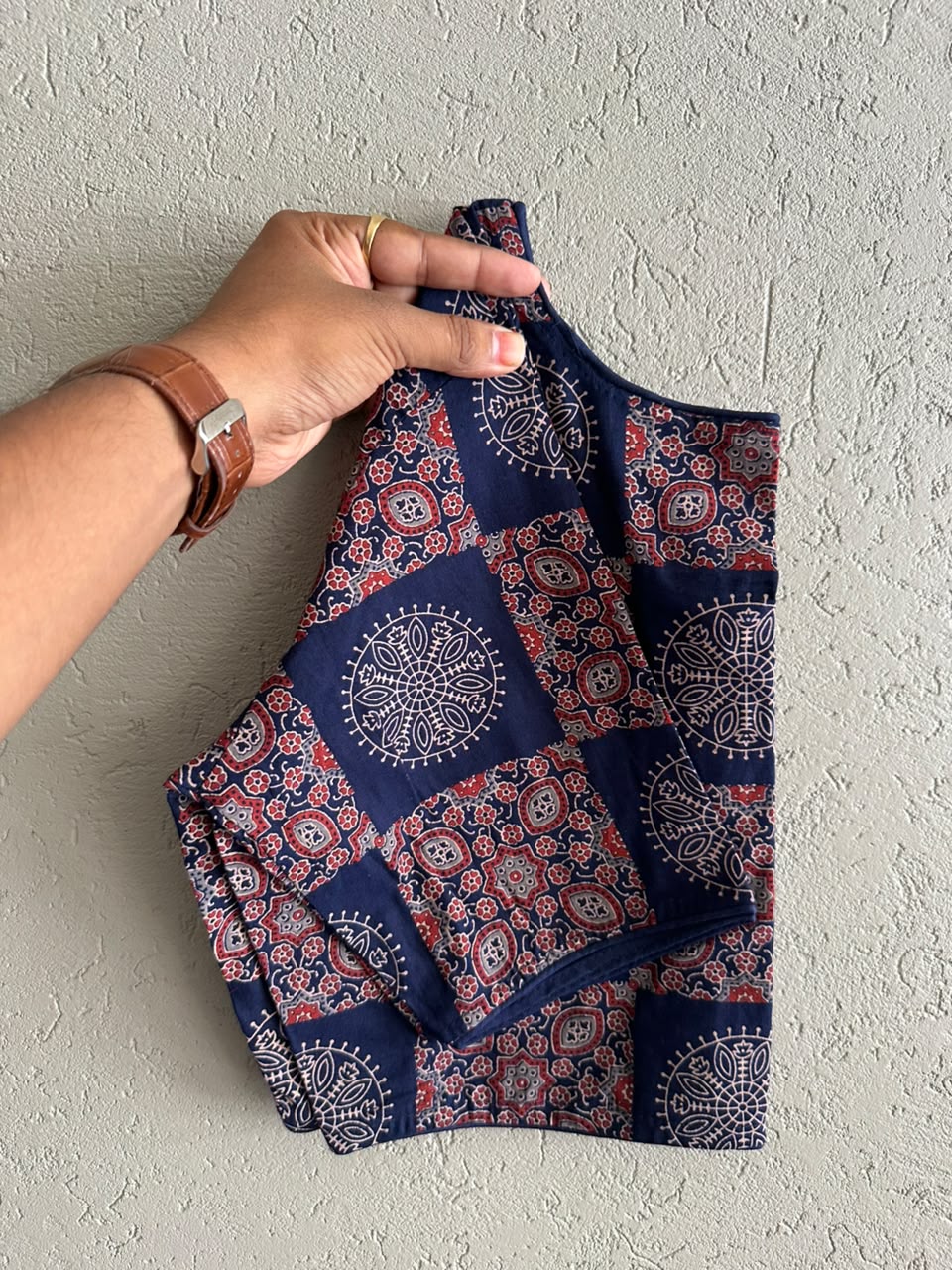 Pure Ajrakh Cotton ready made blouse