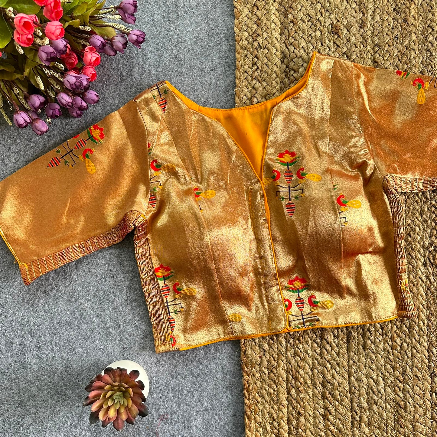 Paithani Elastic ready made blouse