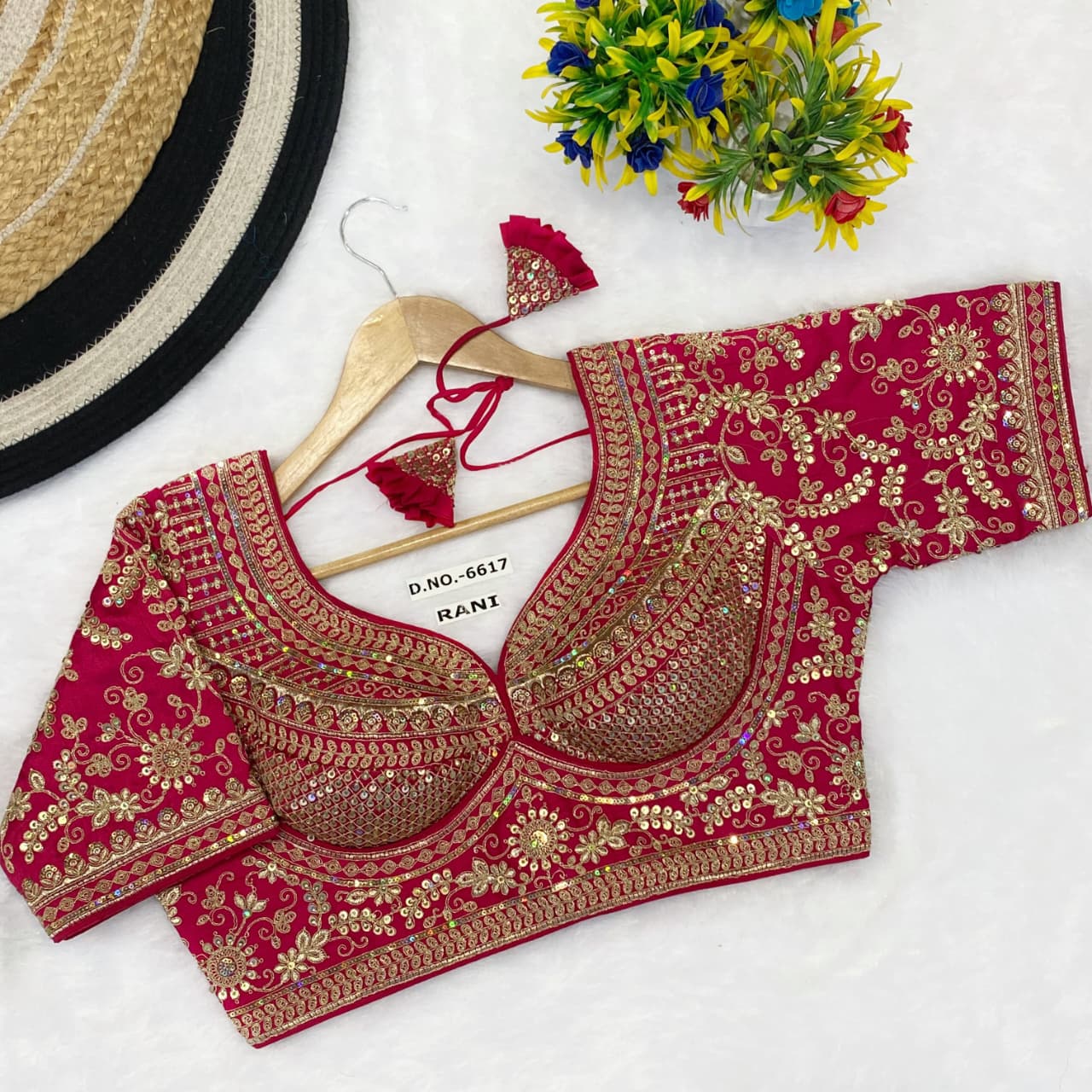 Italiyan silk embroidery ready made blouse