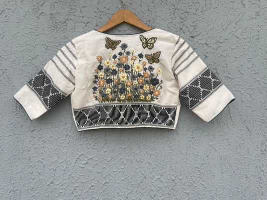Cotton hand embroidered work designer blouse