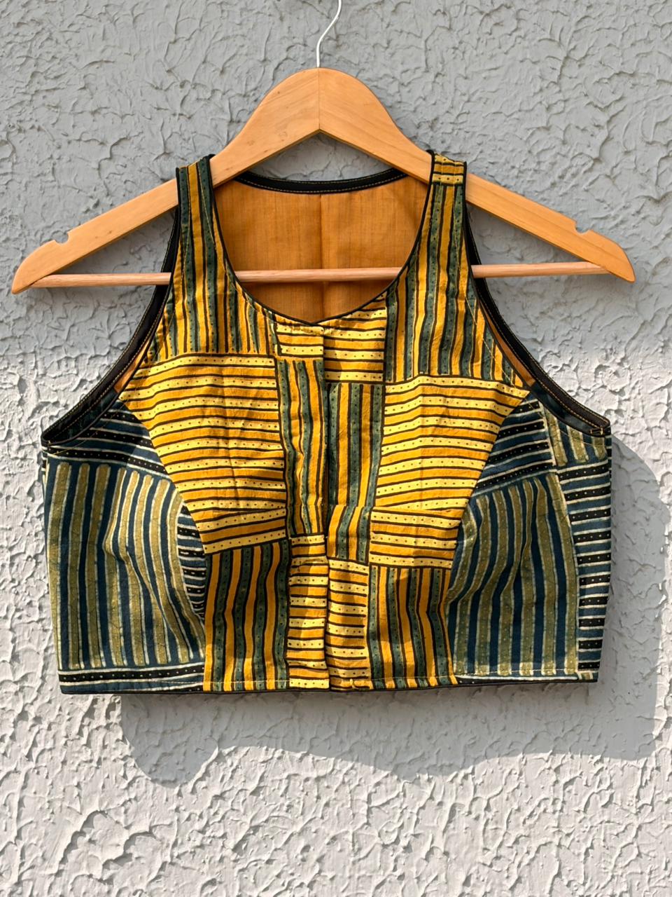 Pure ajrakh cotton designer blouse