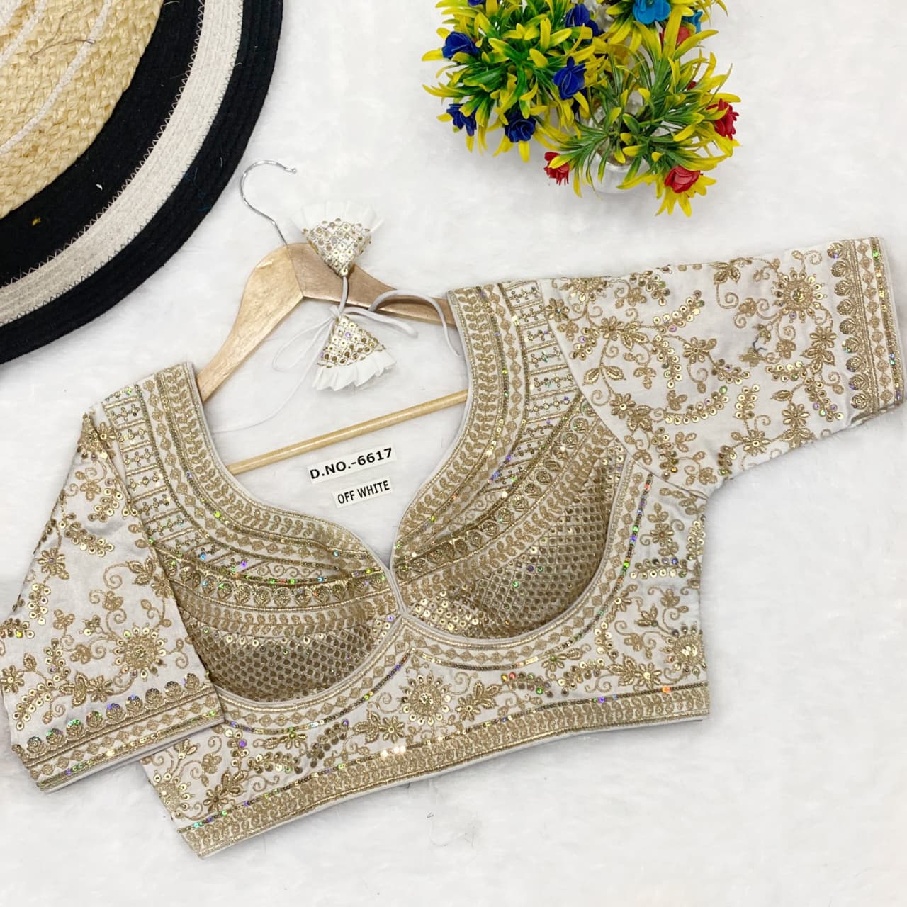 Italiyan silk embroidery ready made blouse