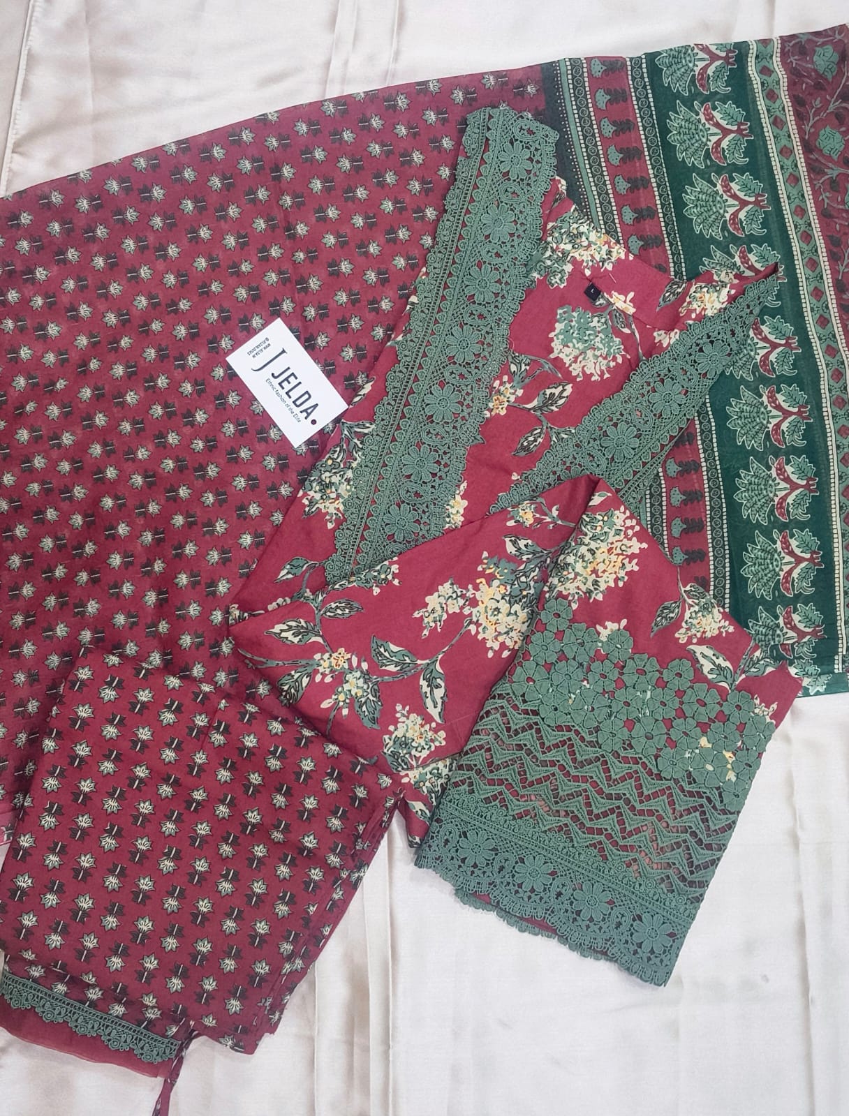 Cotton printed with lace work salwar suit