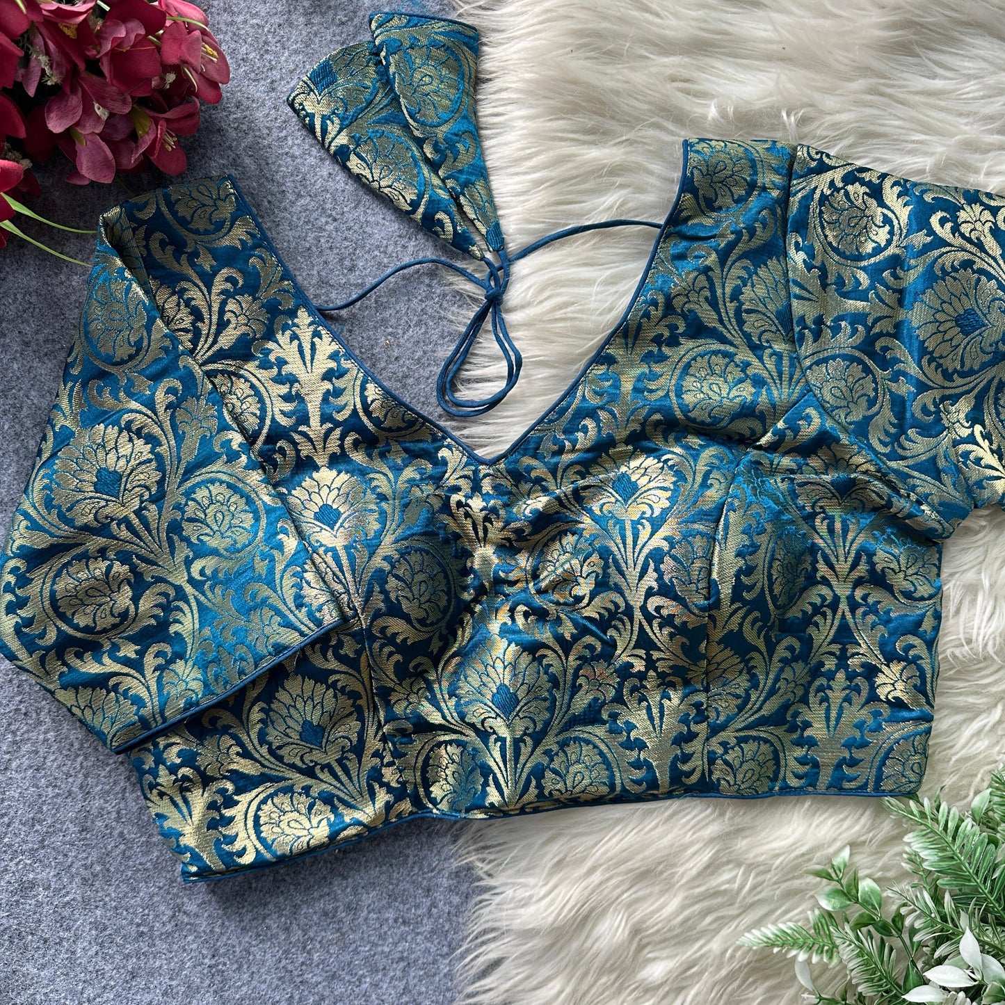 Jacquard silk ready made blouse