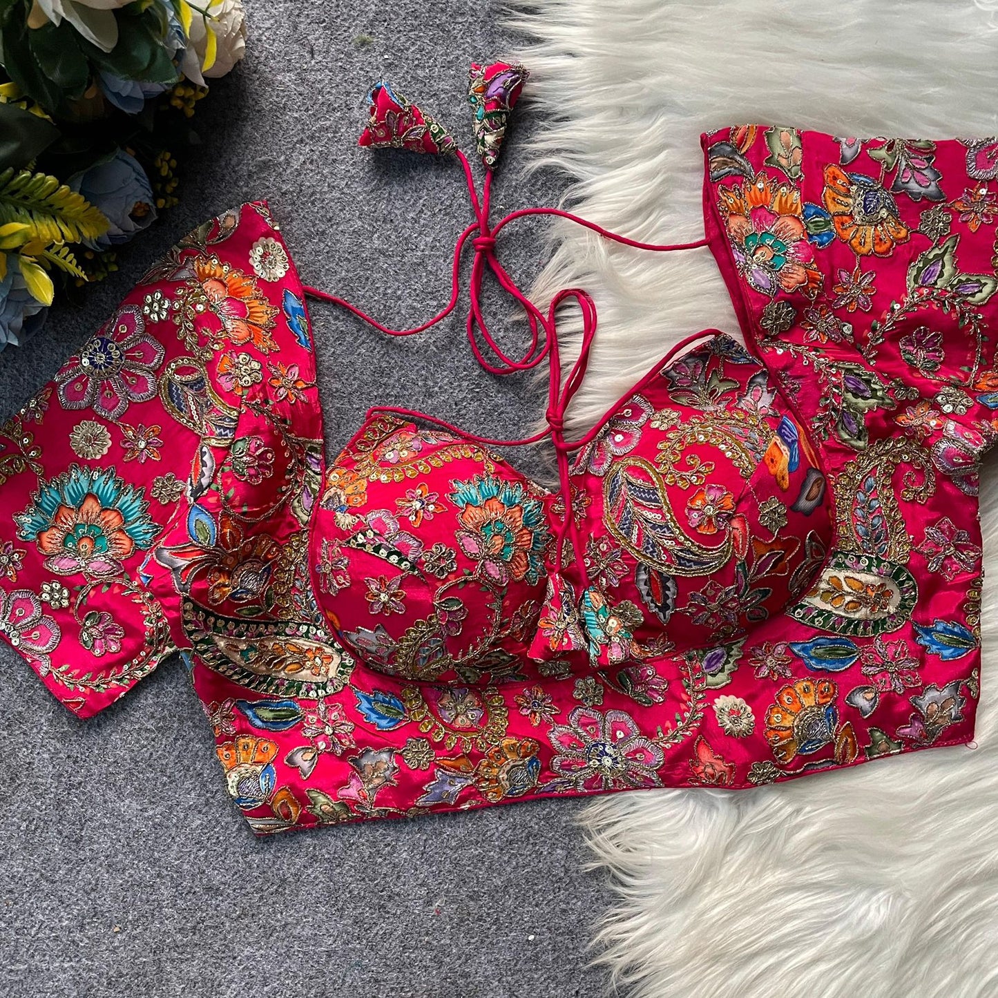 Heavy Pure Crepe ready made blouse