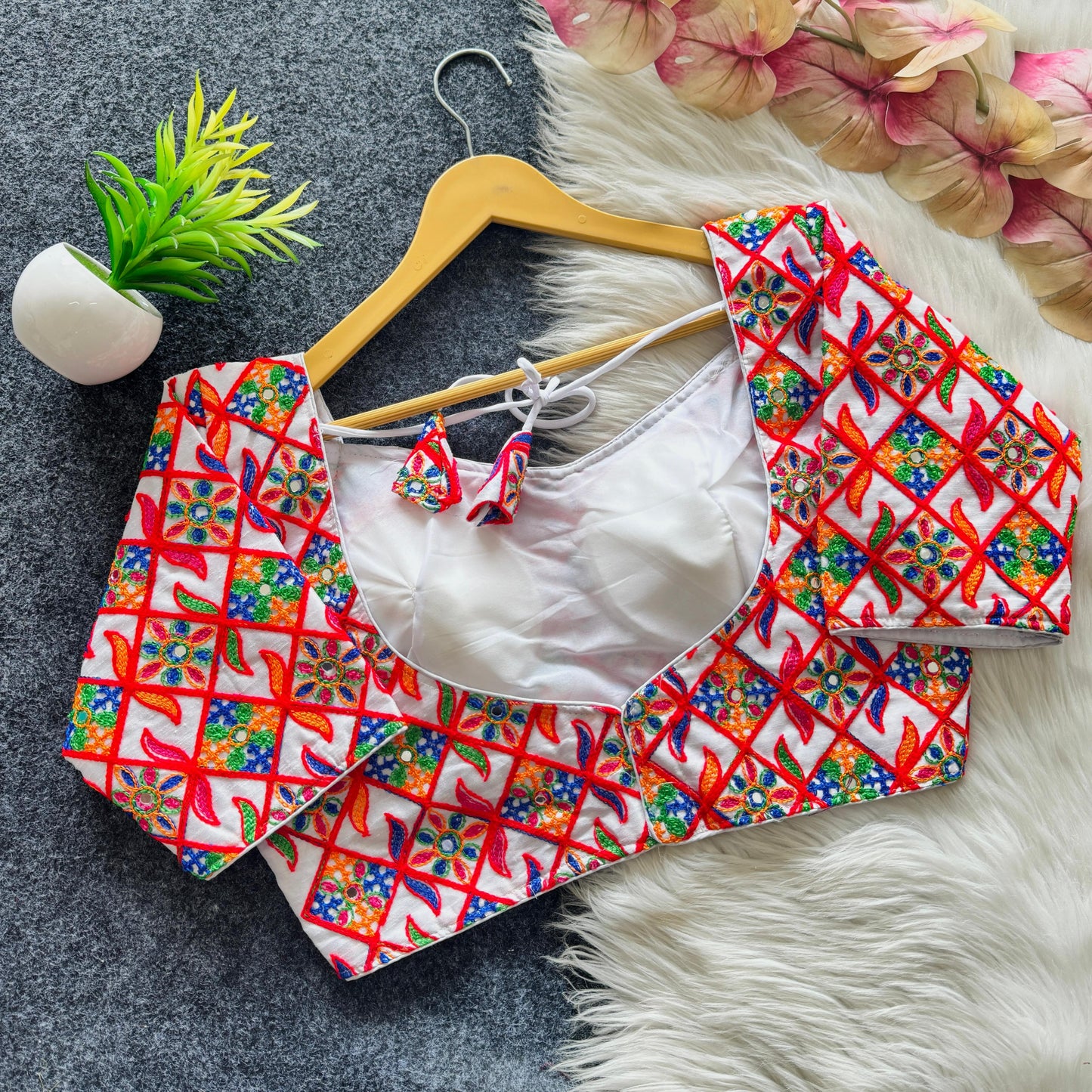 Beautiful embroidery work ready made blouse