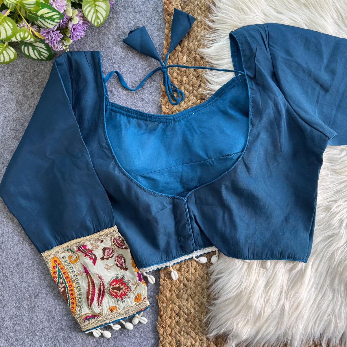 Heavy Chinon Position Print ready made blouse