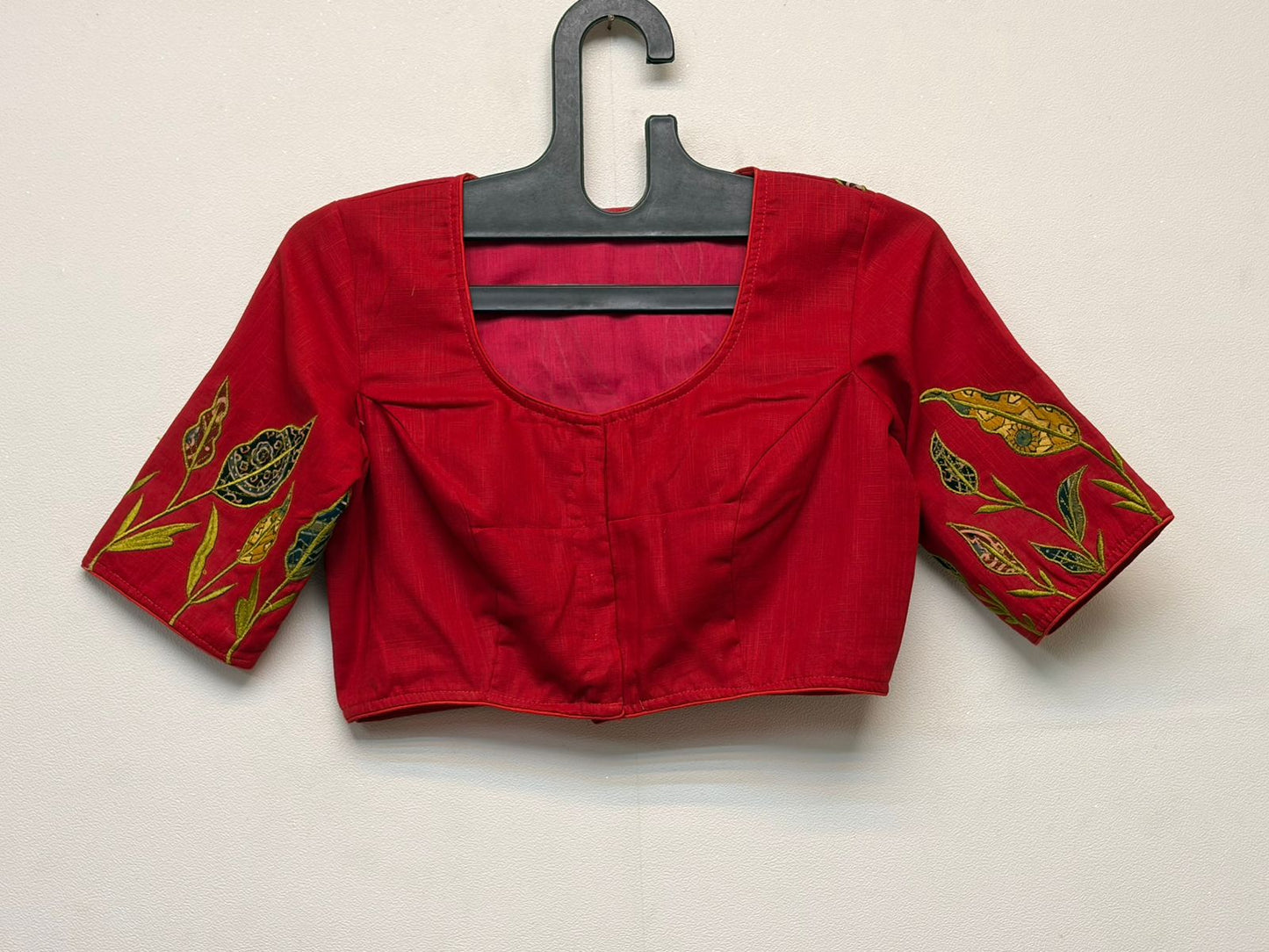 Cotton hand embroidered patch work designer blouse