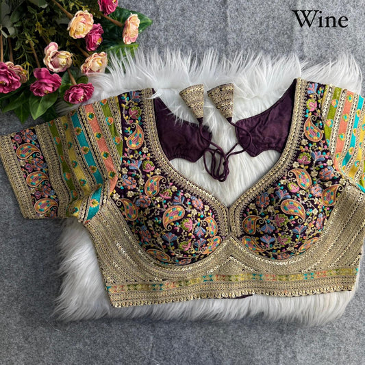 Beautiful Antique Viscose Thread Work ready made blouse