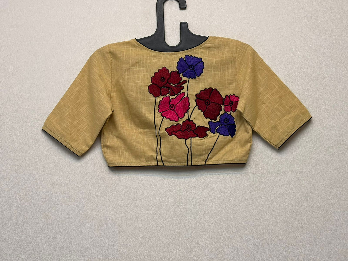 Cotton hand embroidered designer blouse