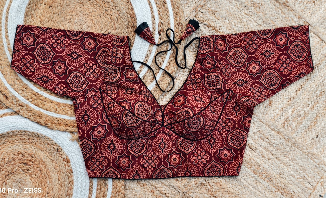 Ajrakh cotton ready made blouse