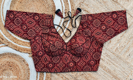 Ajrakh cotton ready made blouse