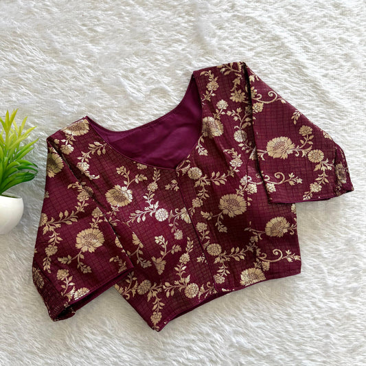 A beauty of weaving work all over with stretchable technology inside ready made blouse