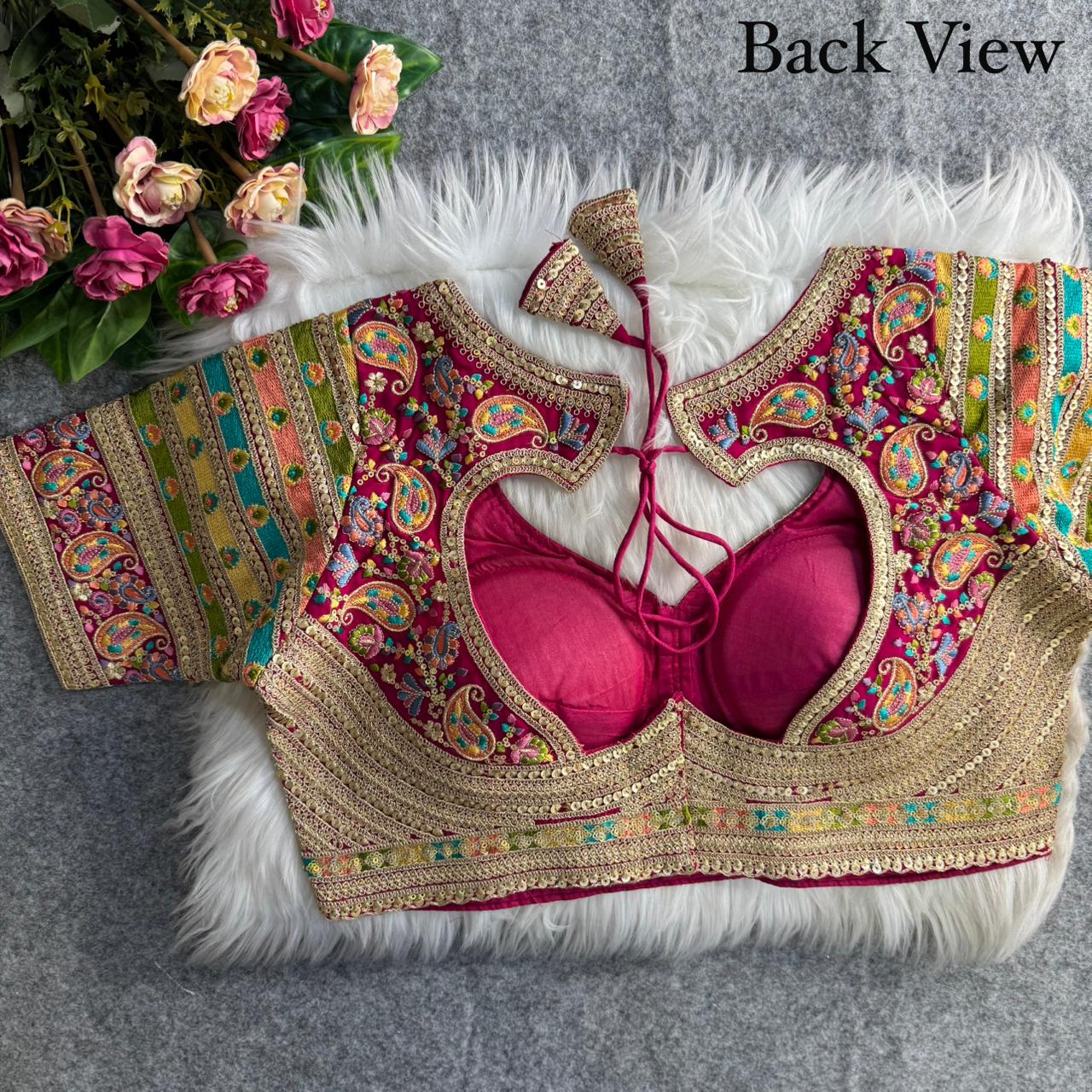 Beautiful Antique Viscose Thread Work ready made blouse